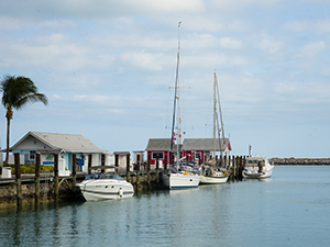 Waiting for customs and immigration to open...WIndsong II and buddy boat Casey Dee