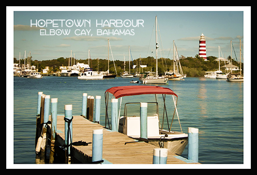 hopetown harbour postcard-black