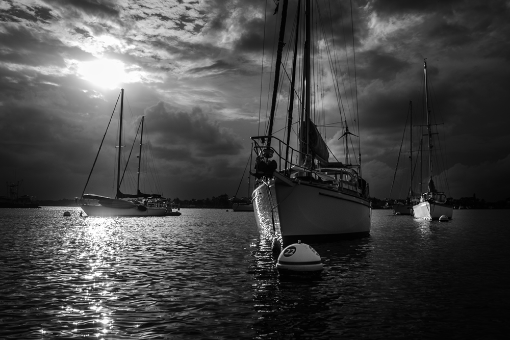 boats black and white
